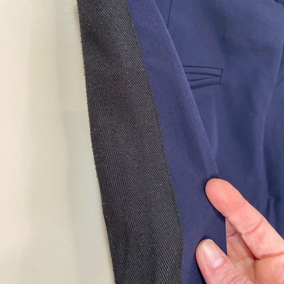 Rebecca Taylor Tuxedo Side Stripe Ankle Crop Ava Techy Pants Size 8 Navy - Picture 9 of 10